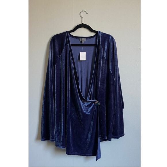 NWT $69 The Limited Astral Aura Bejeweled Crushed Velvet Wrap Top - Picture 3 of 4